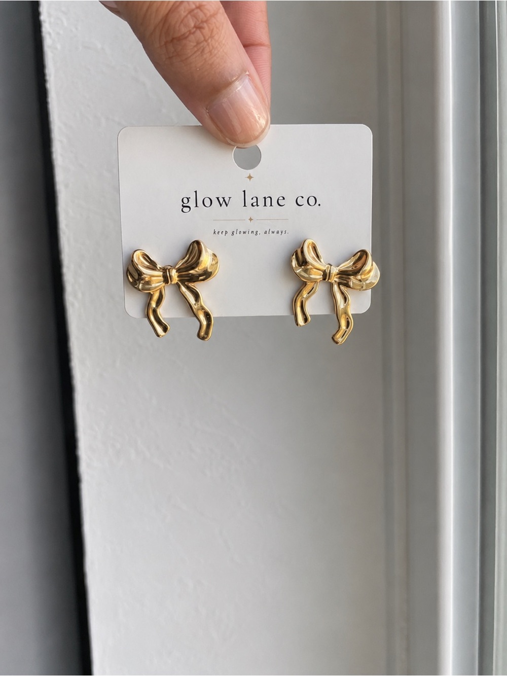 18K Gold Plated Statement Bow Ribbon Earrings - Picture 2 of 4